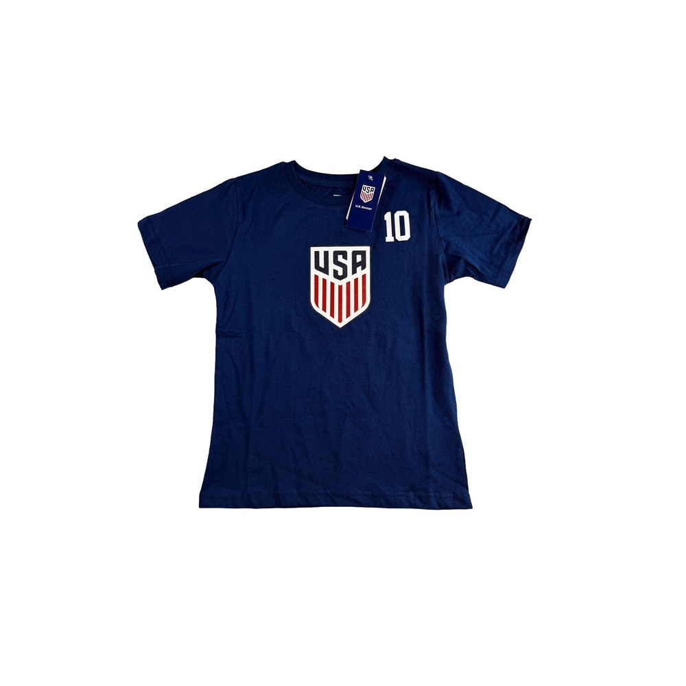 US Soccer Christian Pulisic 10 Kids Navy T-Shirt Size Small 6/7 USMNT NWT